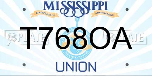 T768OA Mississippi License Plate