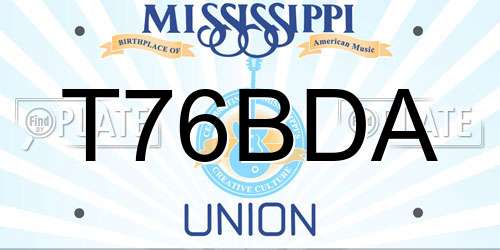 T76BDA Mississippi License Plate