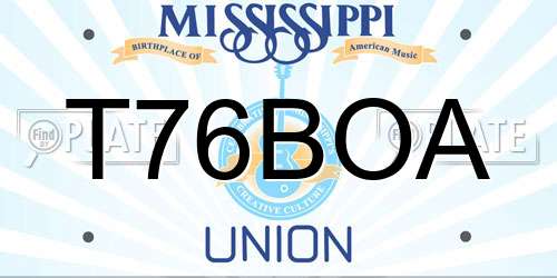 T76BOA Mississippi License Plate
