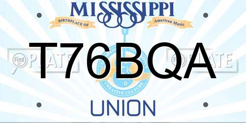 T76BQA Mississippi License Plate