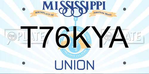 T76KYA Mississippi License Plate
