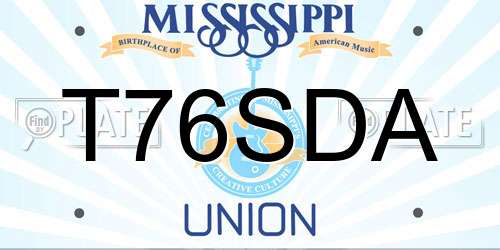 T76SDA Mississippi License Plate