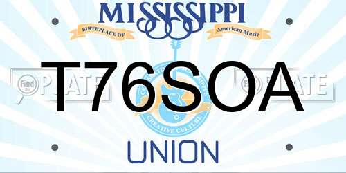 T76SOA Mississippi License Plate