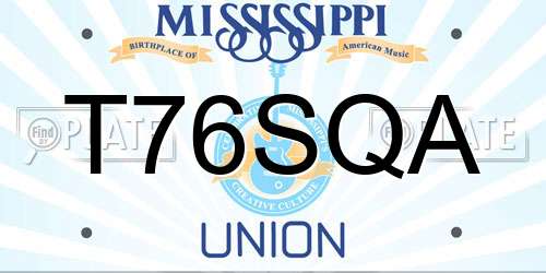 T76SQA Mississippi License Plate