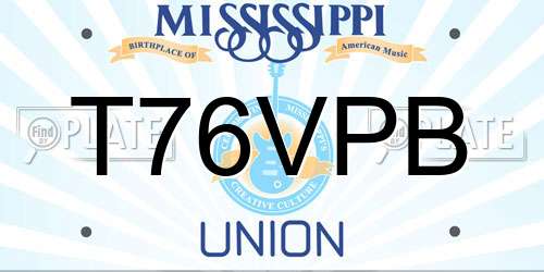 T76VPB Mississippi License Plate
