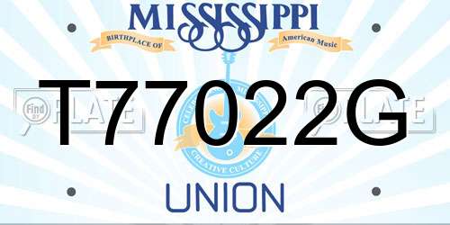T77022G Mississippi License Plate