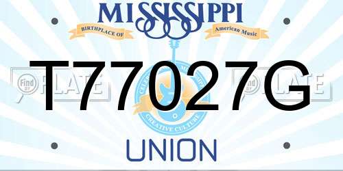 T77027G Mississippi License Plate