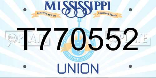 T770552 Mississippi License Plate