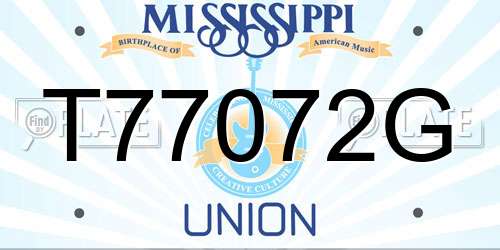 T77072G Mississippi License Plate
