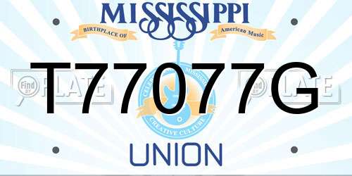 T77077G Mississippi License Plate