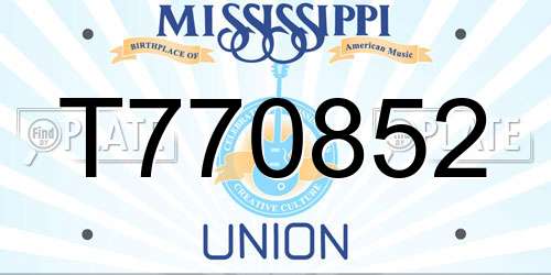 T770852 Mississippi License Plate