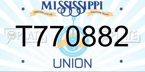 T770882 Mississippi License Plate