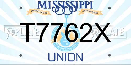 T7762X Mississippi License Plate