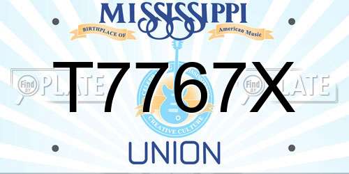 T7767X Mississippi License Plate