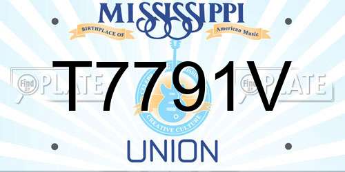 T7791V Mississippi License Plate