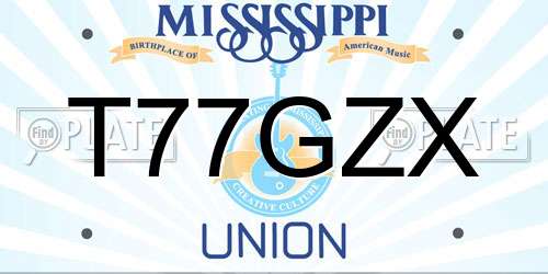 T77GZX Mississippi License Plate