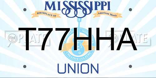T77HHA Mississippi License Plate