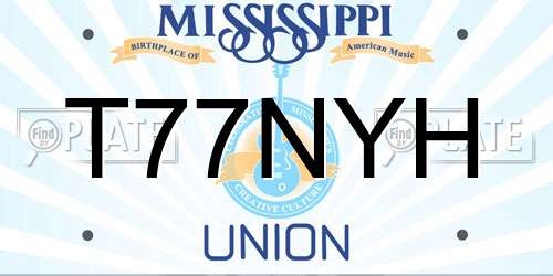 T77NYH Mississippi License Plate