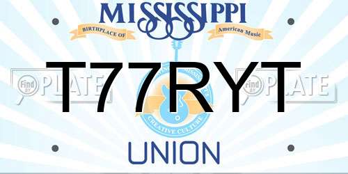 T77RYT Mississippi License Plate