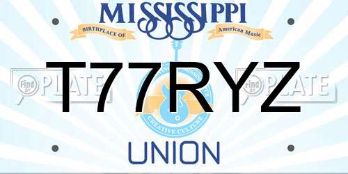 T77RYZ Mississippi License Plate