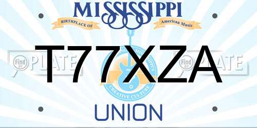 T77XZA Mississippi License Plate
