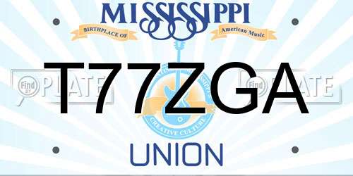 T77ZGA Mississippi License Plate