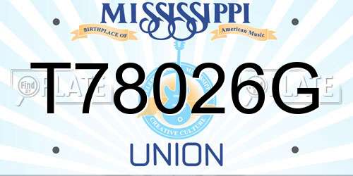 T78026G Mississippi License Plate