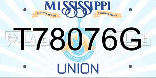 T78076G Mississippi License Plate