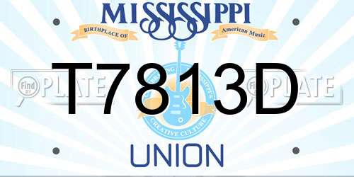 T7813D Mississippi License Plate