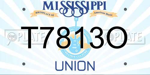 T7813O Mississippi License Plate