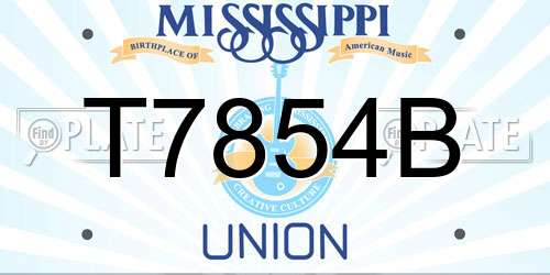 T7854B Mississippi License Plate
