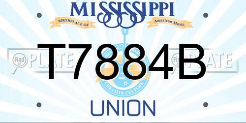 T7884B Mississippi License Plate