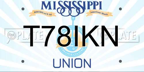 T78IKN Mississippi License Plate