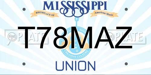 T78MAZ Mississippi License Plate