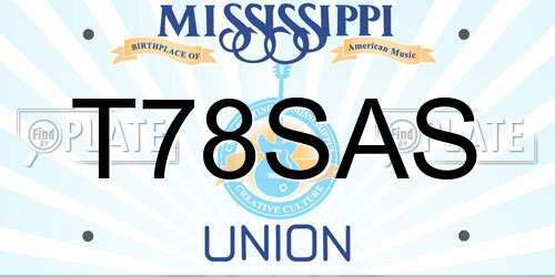 T78SAS Mississippi License Plate