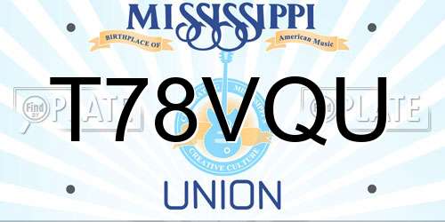 T78VQU Mississippi License Plate