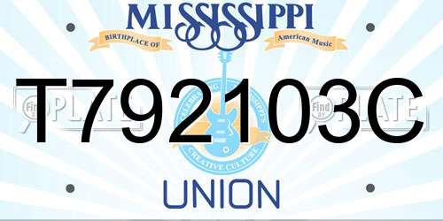 T792103C Mississippi License Plate