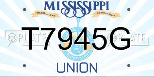 T7945G Mississippi License Plate