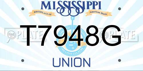 T7948G Mississippi License Plate