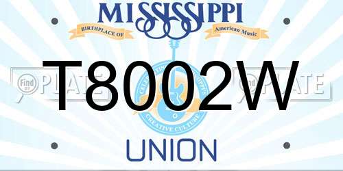 T8002W Mississippi License Plate