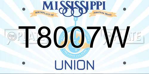 T8007W Mississippi License Plate