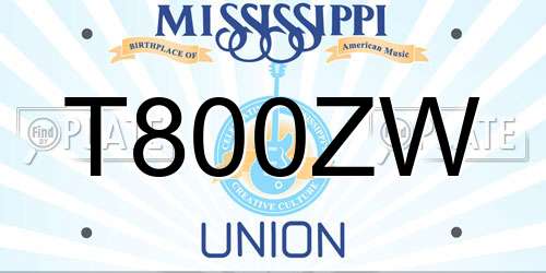 T800ZW Mississippi License Plate
