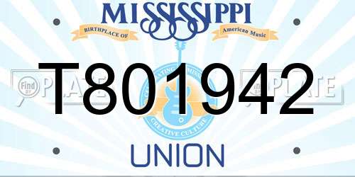 T801942 Mississippi License Plate