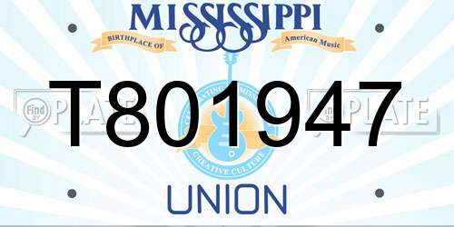 T801947 Mississippi License Plate