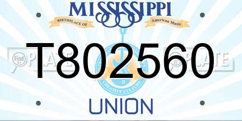 T802560 Mississippi License Plate