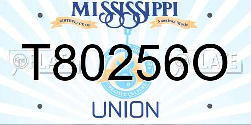 T80256O Mississippi License Plate