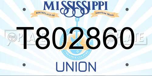 T802860 Mississippi License Plate