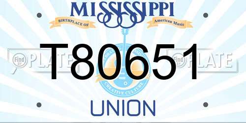 T80651 Mississippi License Plate