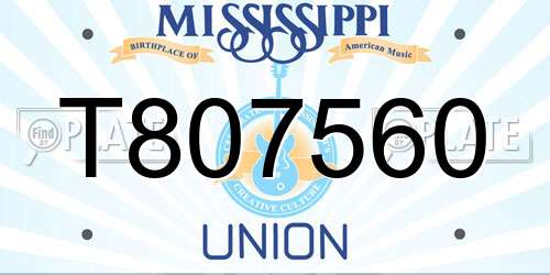 T807560 Mississippi License Plate