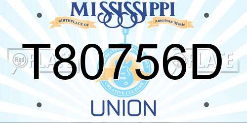 T80756D Mississippi License Plate
